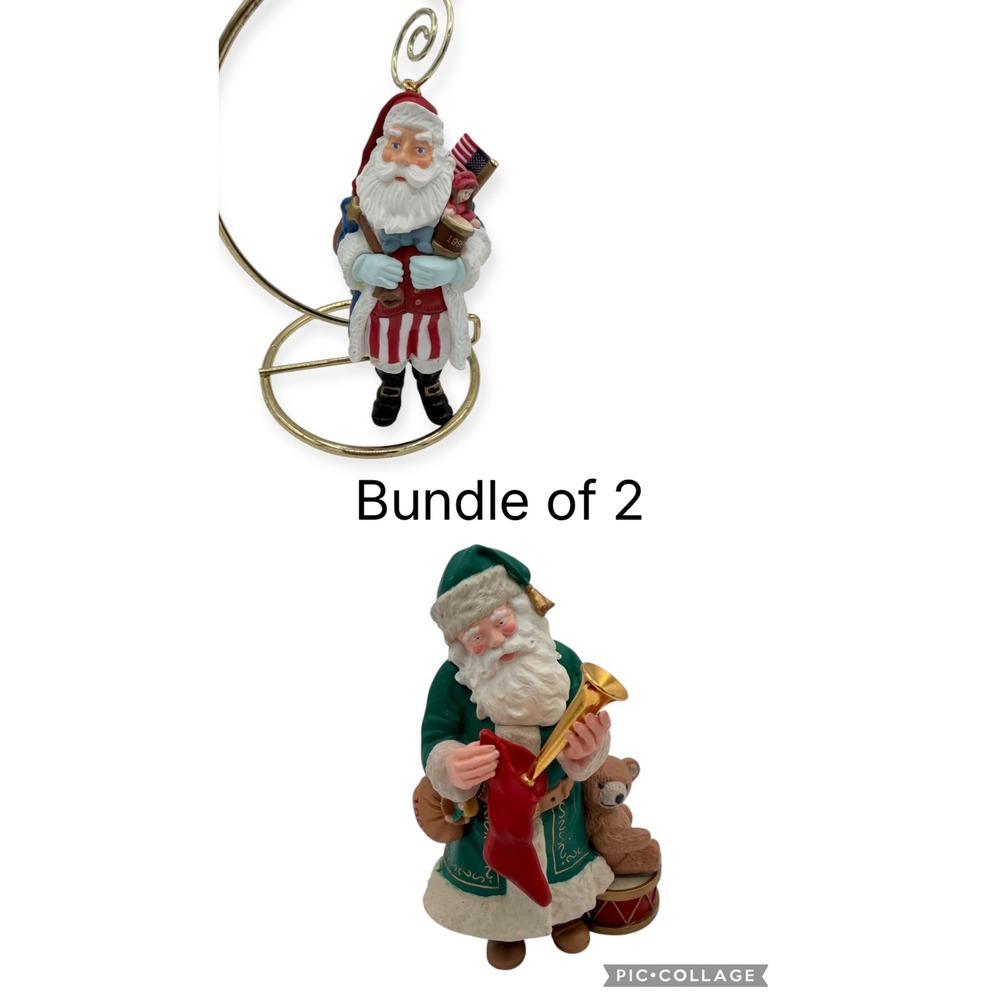Hallmark Keepsake Santa Ornaments‎ 1992 Father Christmas 1996 Patriotic Bundle
